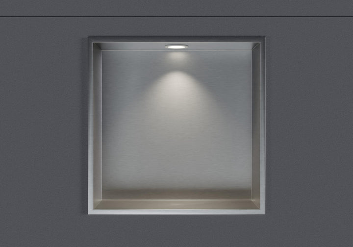 BERNSTEIN® Wandnische aus Edelstahl NT303010X mit LED-Beleuchtung– 30 x 30 x 10 cm – Duschablage für