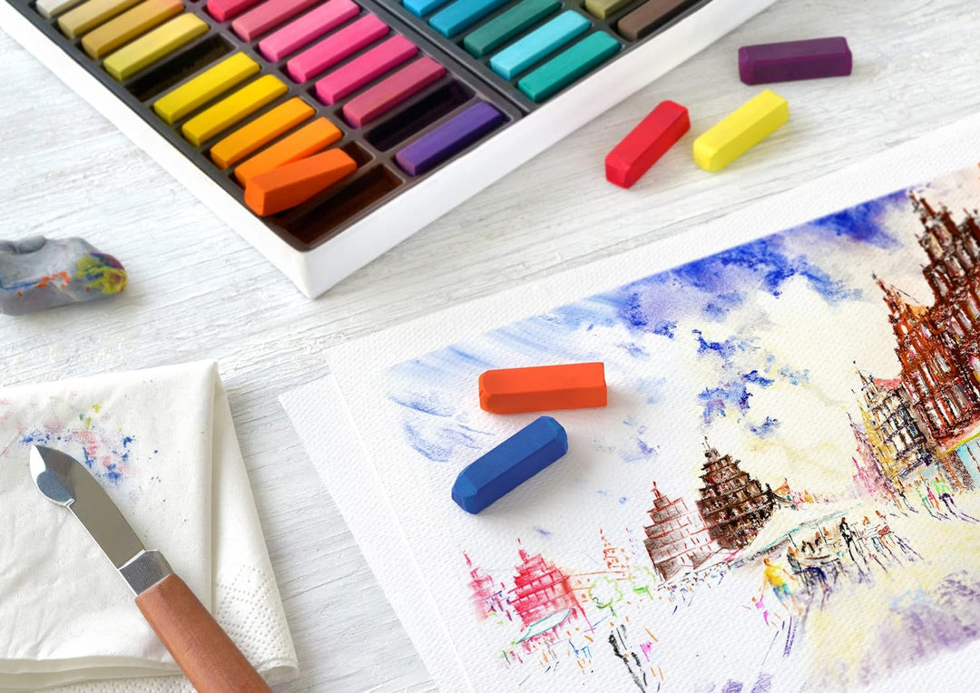 Faber-Castell 128272 - Softpastellkreide STUDIO QUALITY mini, 72er Etui & 127036 - Permanente Ölpast