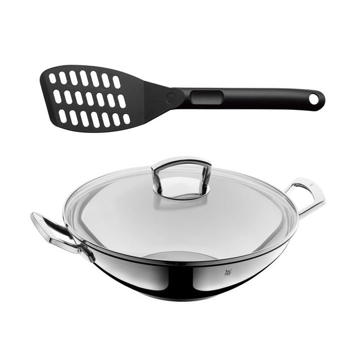 WMF Set 2-teilig Wok Induktion mit Glasdeckel 36 cm, Wokpfanne Induktion, Cromargan Edelstahl, spülm