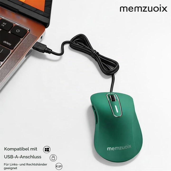 memzuoix Maus mit Kabel – Optische USB-Maus mit 1400 DPI, 5 Tasten, ergonomisches Design, 1,5 m Kabe