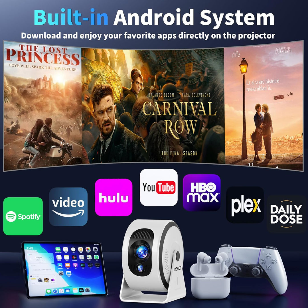 [Integrierte App] Mini Beamer Unterstützt 4K 1080P 2026, Projektor Auto Fokus und Trapezkorrektur, 3