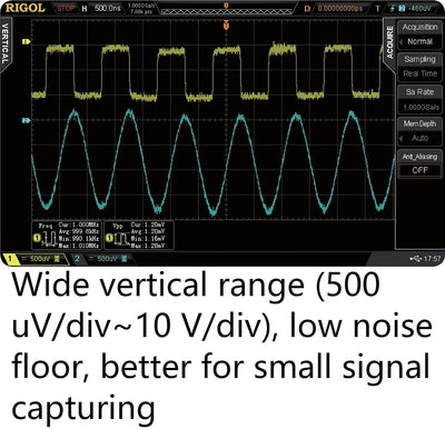 RIGOL DS2102A Digitaloszilloskop, 2 Kanäle, 100MHz, 2Gsa/s, 56Mpts, 52000wfms/s, freie Trigger und D