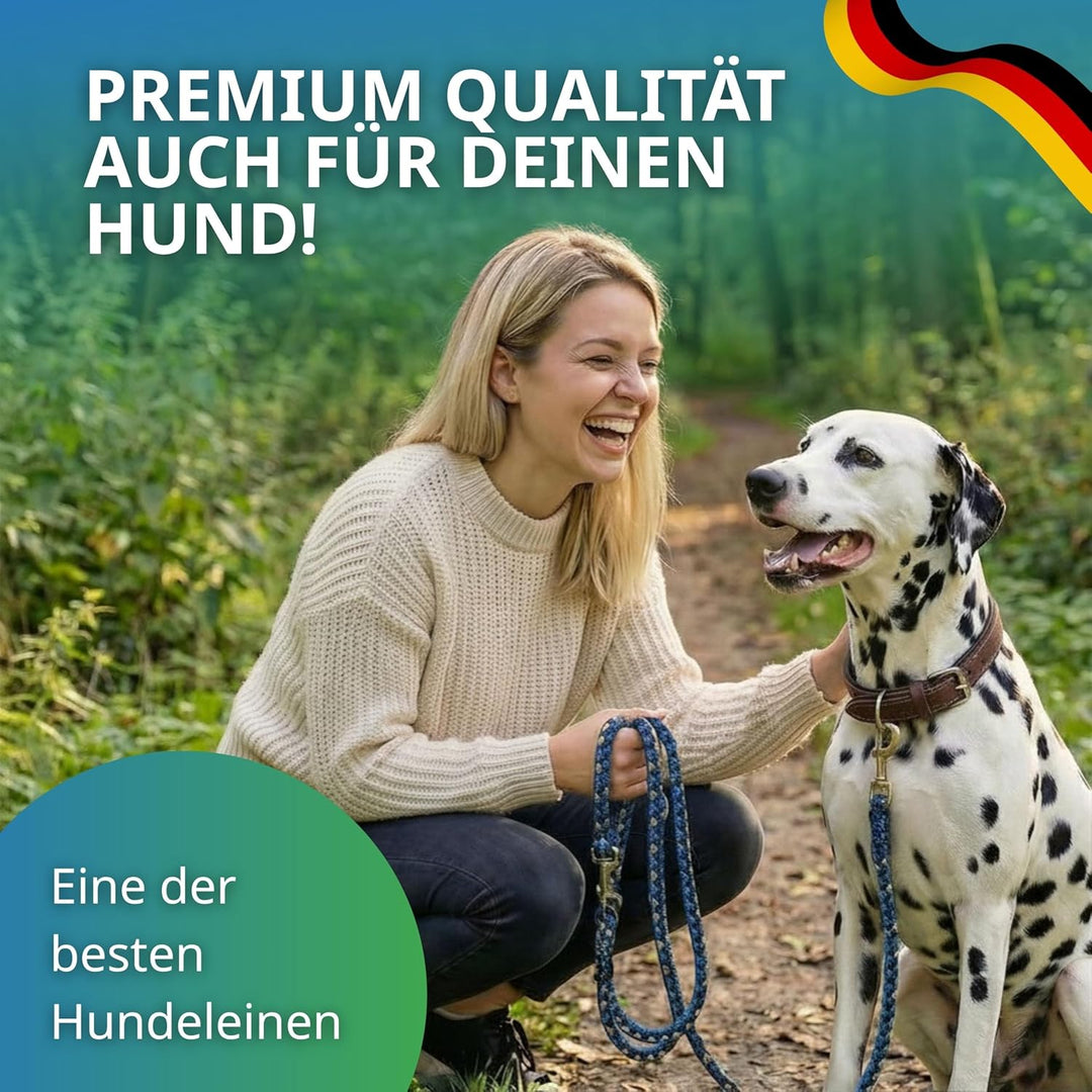 Geflochtene Hundeleine für grosse Hunde bis 60 kg | 4-Fach verstellbare Führleine | 2,80 m lang | Du