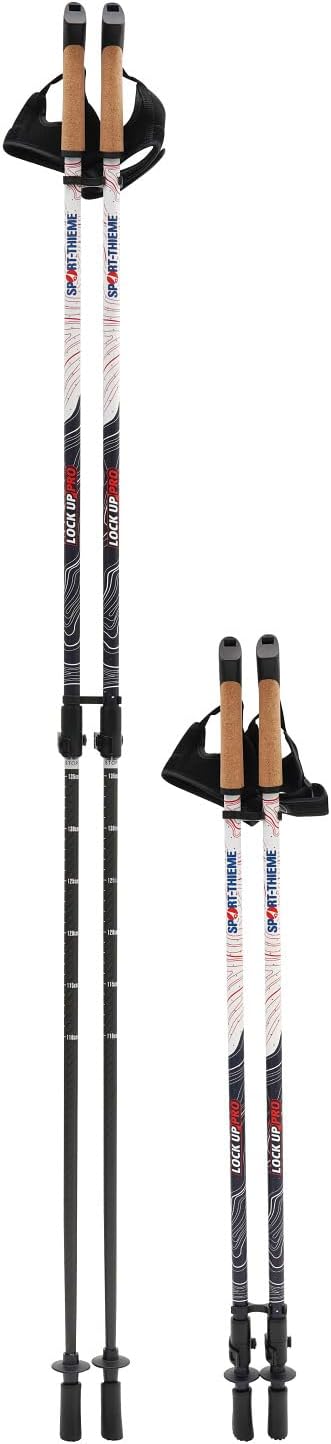 Sport-Thieme Nordic Walking Stöcke Lock Up Pro | Carbon | Verstellbare Stocklänge 100-135 cm | Korkg