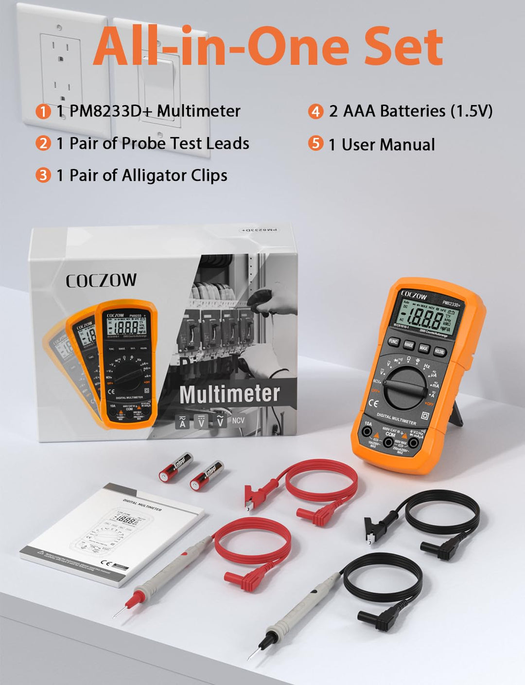 Digital Multimeter mit automatischer Bereichswahl, Multifunktionstester, der AC/DC Voltage, AC/DC Cu