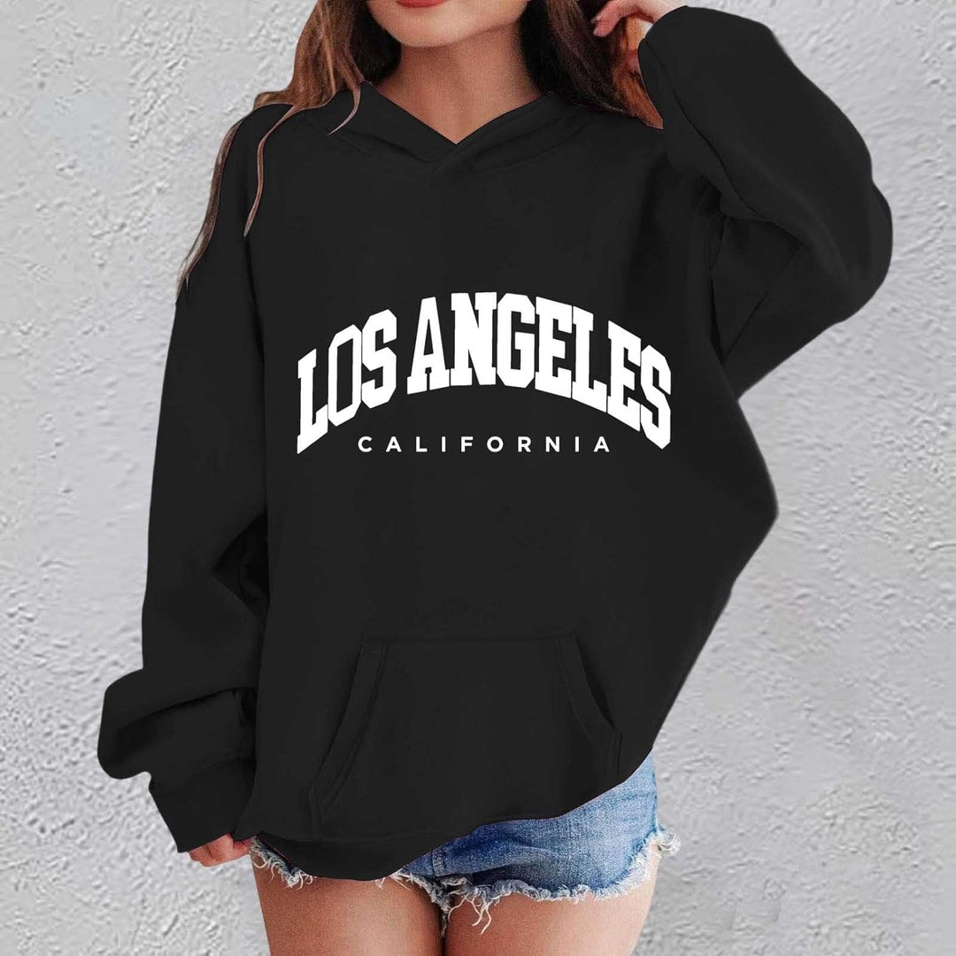 Oversized Kapuzenpullover Für Mädchen Los Angeles Buchstaben Druck Langarmshirt Pullover Sweatshirt