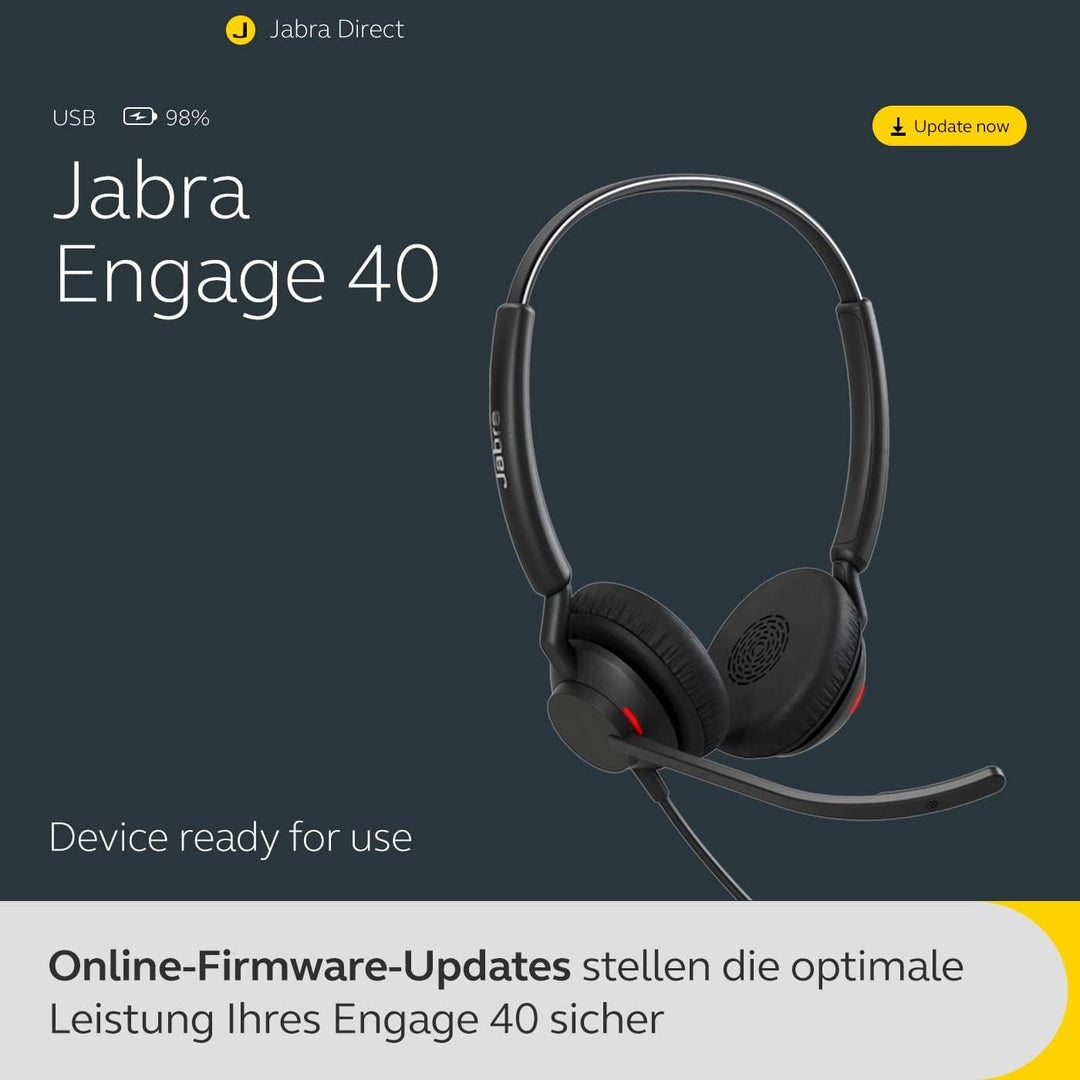 Jabra Engage 40 kabelgebundenes Stereo-Headset mit Inline Anrufsteuerung, geräuschunterdrückender 2-