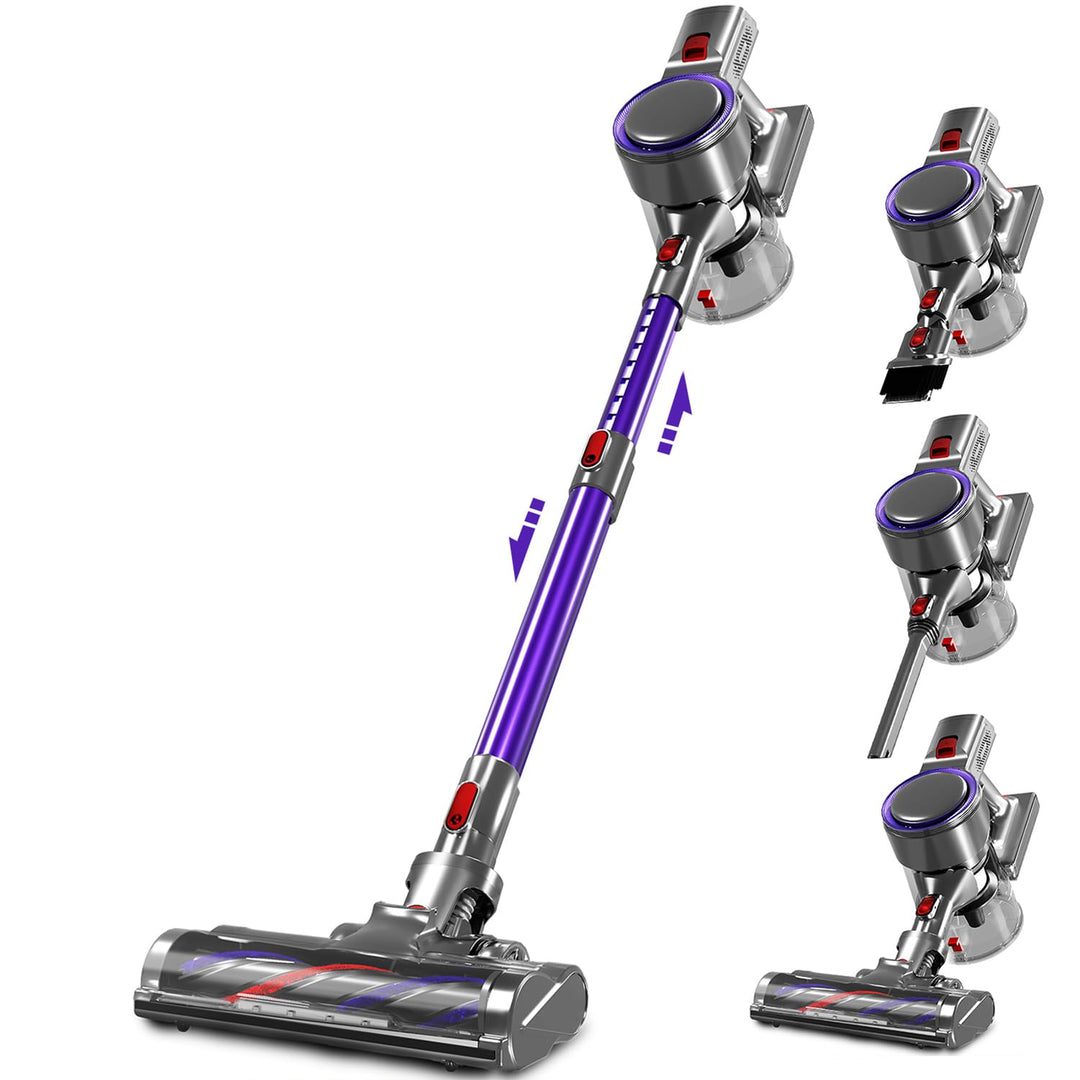 Akku Staubsauger Kabellos, 45000Pa Kabelloser Staubsauger mit Touchscreen, 50Mins, 1.6L, H13 HEPA, A