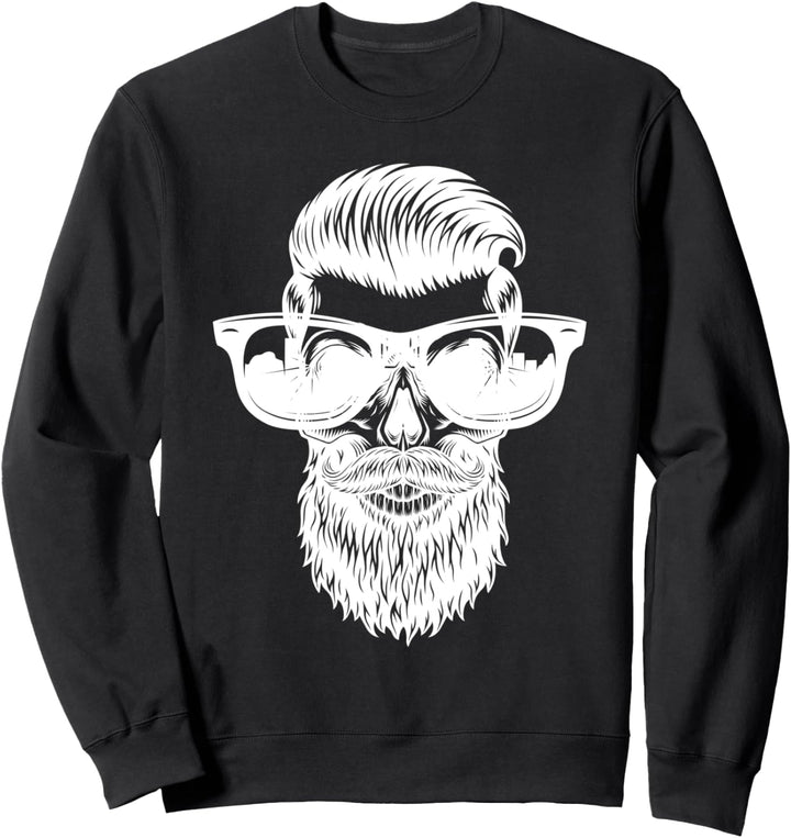 Trendy Schädel mit Bart und Sonnenbrille Sweatshirt