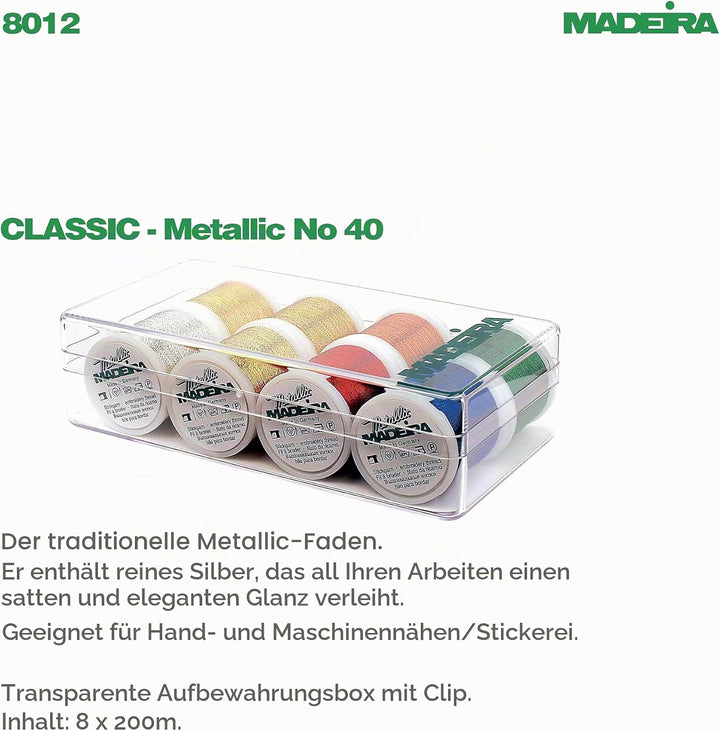 Madeira Klassischer Metallfaden – Hand- und Maschinennähen, zum Nähen und Sticken, enthält reines Si