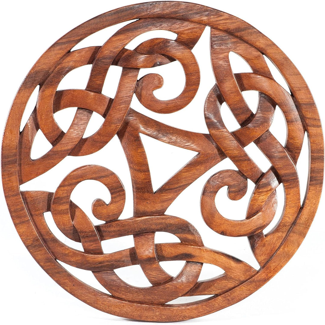 Windalf Grosses Celtic Wandbild Alesia Ø 29 cm Triskele Holzbild Wanddeko Handarbeit aus Holz