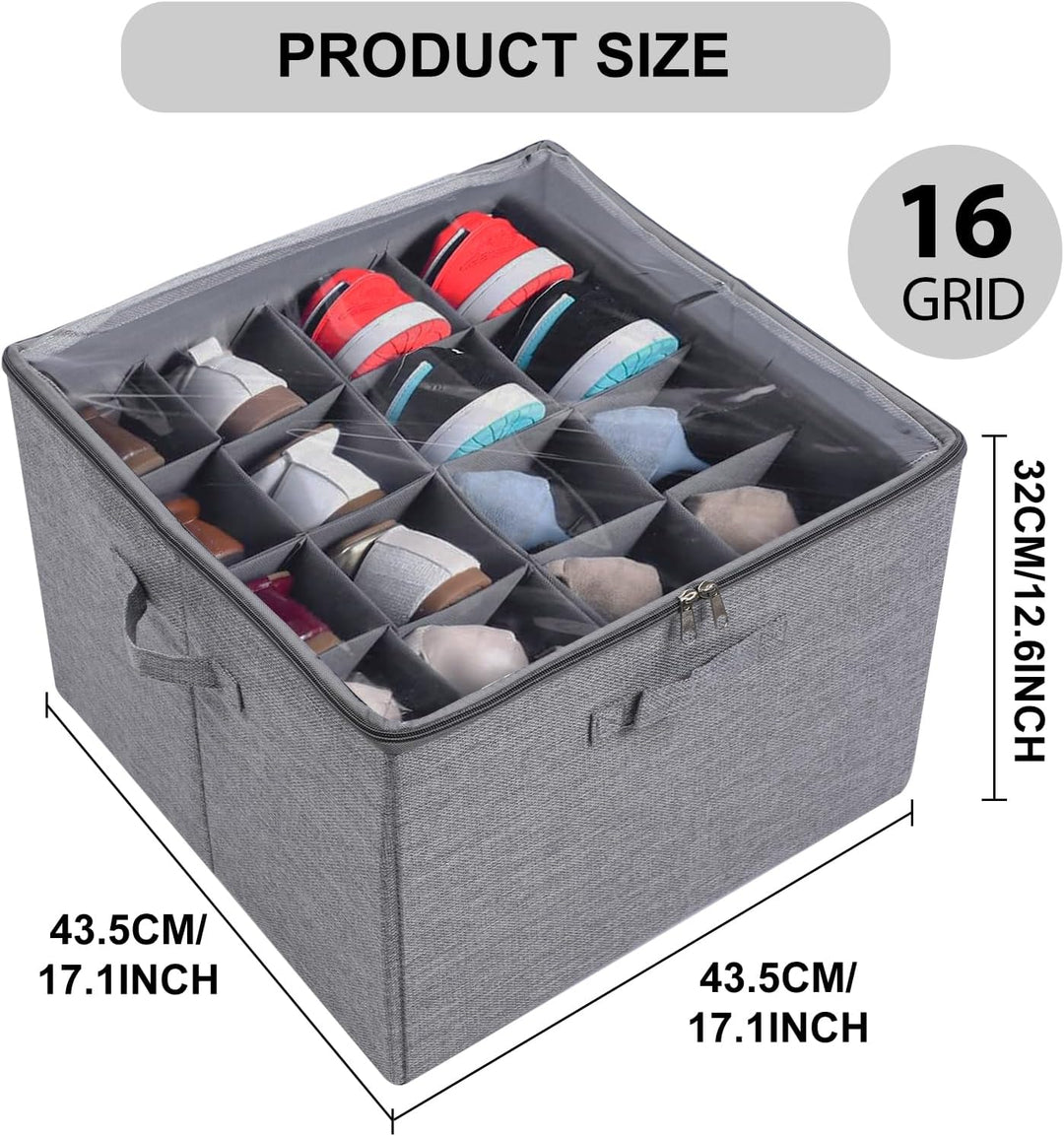Schuhaufbewahrungsbox,Schuhorganizer Platzsparend mit 16 verstellbaren Fächern Schuh Organizer mit t