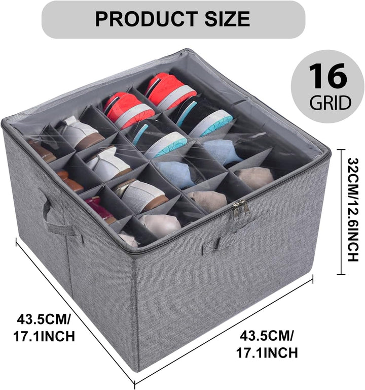 Schuhaufbewahrungsbox,Schuhorganizer Platzsparend mit 16 verstellbaren Fächern Schuh Organizer mit t