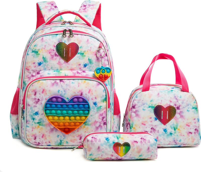 HTgroce Pop it Rucksack für Mädchen Pop Fidget Einhorn Tasche mit Lunchpaket Vorschule Kindergarten,