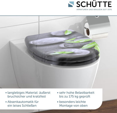 Schütte WC-Sitz STONES mit Absenkautomatik, Toilettendeckel mit Motiv und Schnellverschluss für die