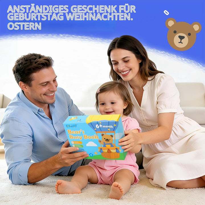 Esjay Busy Book für Kleinkinder ab 1 Jahr, Montessori Spielzeug Bär Busy Board, Activity Buch Quiet