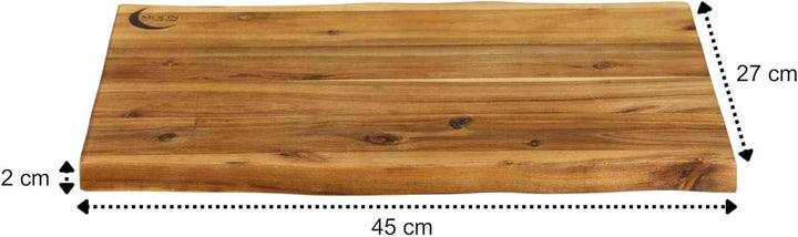 MOON HOME Schneidebrett Mars Short, hochwertiges Servier- und Schneidebrett aus Akazie/Holz, rustika
