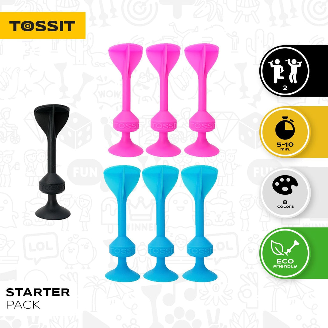TOSSIT Spiel Rosa Blau, Dartpfeil Silikon-Saugnapf, Boccia innen aussen, starker und langlebiger Sau