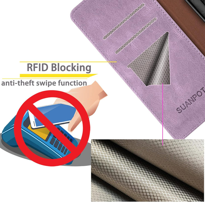 SUANPOT [RFID Schutz für iPhone 14 Pro Max 6.7" Hülle PU Leder Handyhülle Lederhülle Klapphülle Kart