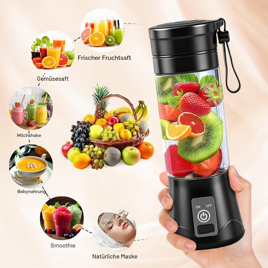 380ML Tragbarer Mixer, Elektrischer USB-Entsafter, Smoothie Maker to go, Mini-Mixer für Shakes und S