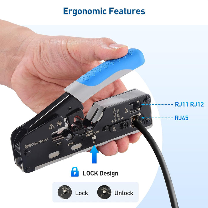 Cable Matters All-in-One RJ45 Crimpzange für geschirmte Pass-Through RJ45 Stecker - Cat8 Crimpwerkze