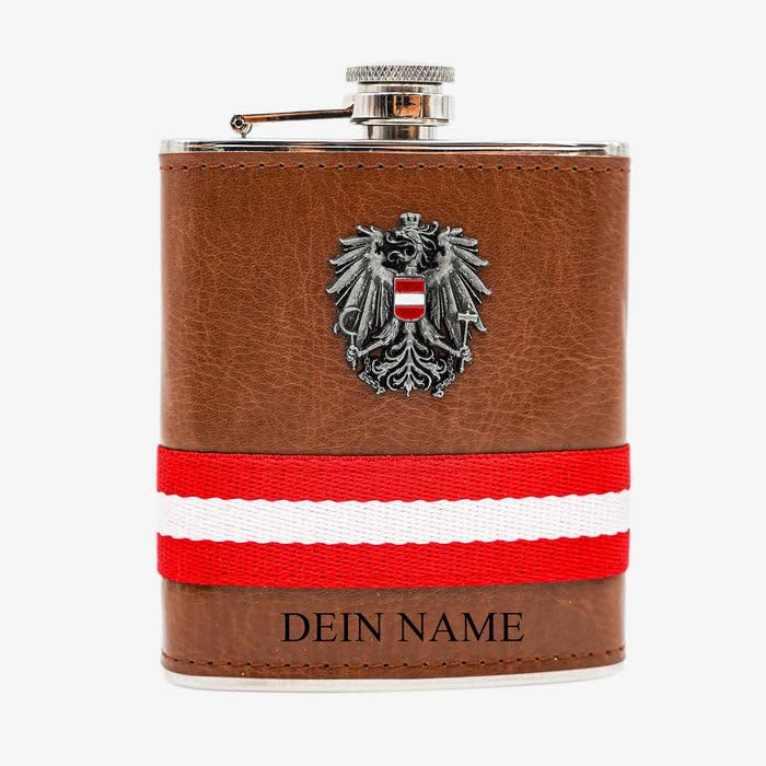 Österreich Adler Flachmann mit Metall Emblem - Klassiker - 207ml