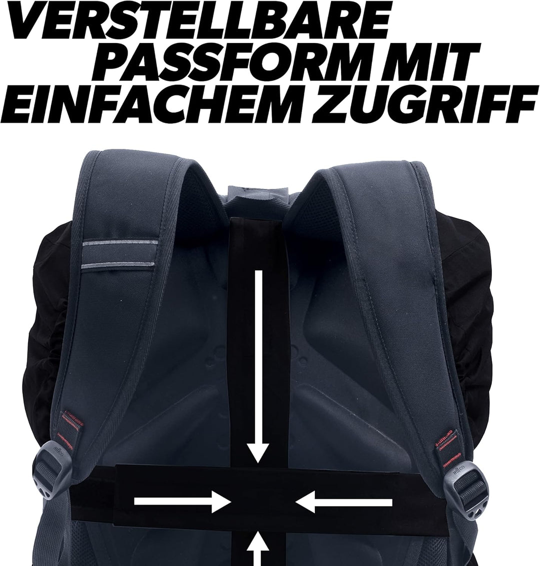 BTR Wasserfester Regenschutz für den Rucksack, Regenschutz für Schulranzen Schwarz Mittelgross (47cm