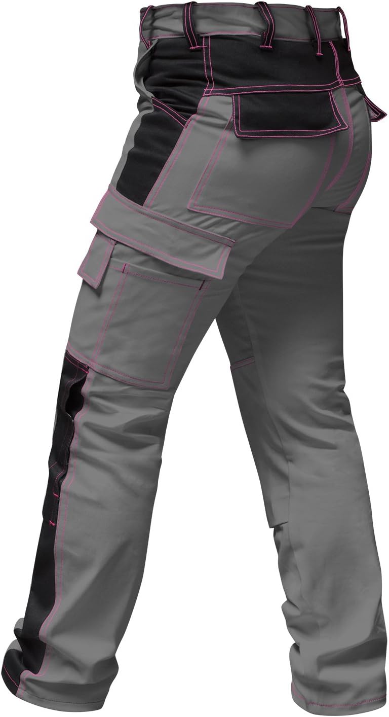 strongAnt Damen Arbeitshose komplett Stretch für Frauen Bundhose mit Kniepolstertaschen Schwarz Grau