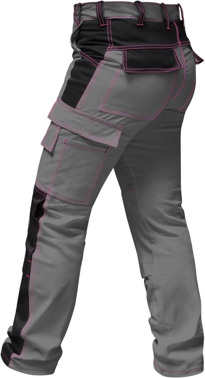 strongAnt Damen Arbeitshose komplett Stretch für Frauen Bundhose mit Kniepolstertaschen Schwarz Grau