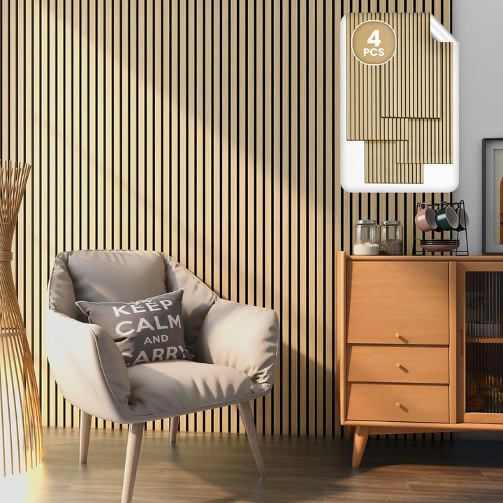 NEU.HOLZ Akustik Wandpaneele Vang 4er Set Wandverkleidung zum Kleben und Schrauben 2,88 m² Holzfurni