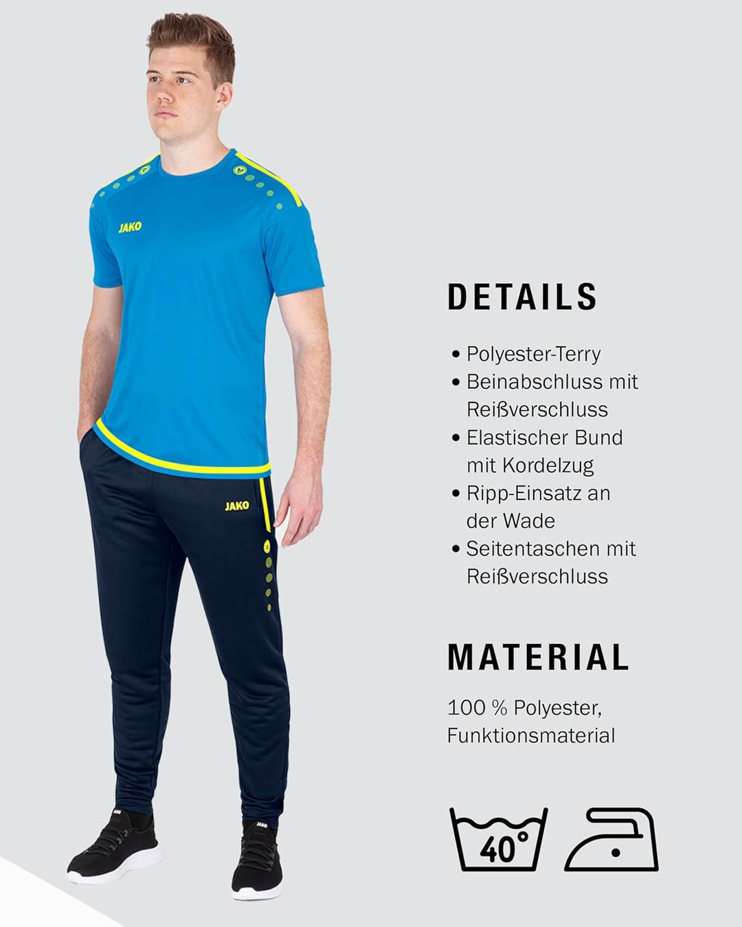 JAKO Active Trainingshose Herren S Blaugelb, S Blaugelb