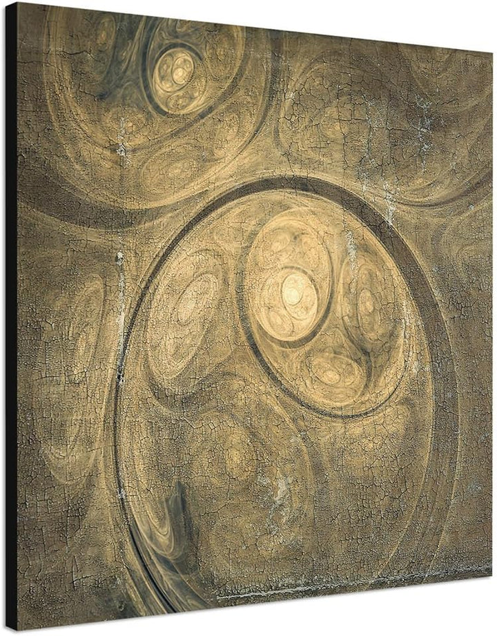 Paul Sinus Art Kunstdruck antiker Stil Abstrakt498_60x60cm Leinwandbild grau braun beige XXL fertig