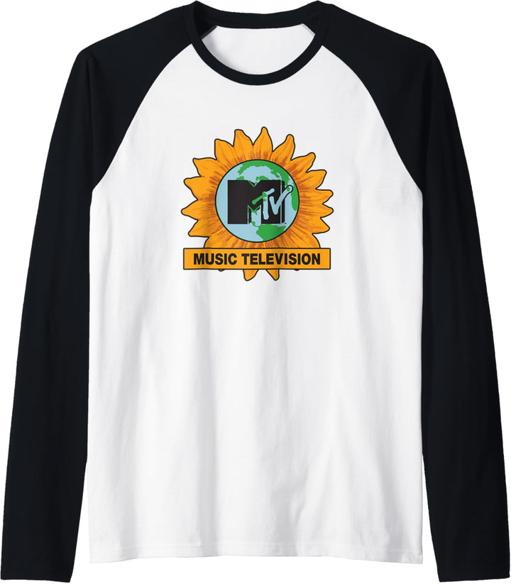 MTV Music Television New York Sunflower Logo Raglan