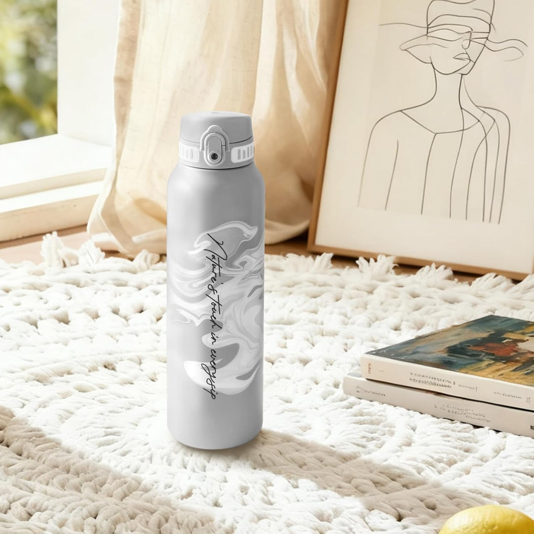 UZSPACE Edelstahl Trinkflasche 1l (970ml), Isolierte Thermosflasche mit 1-Klick-Öffnung, 100% Auslau