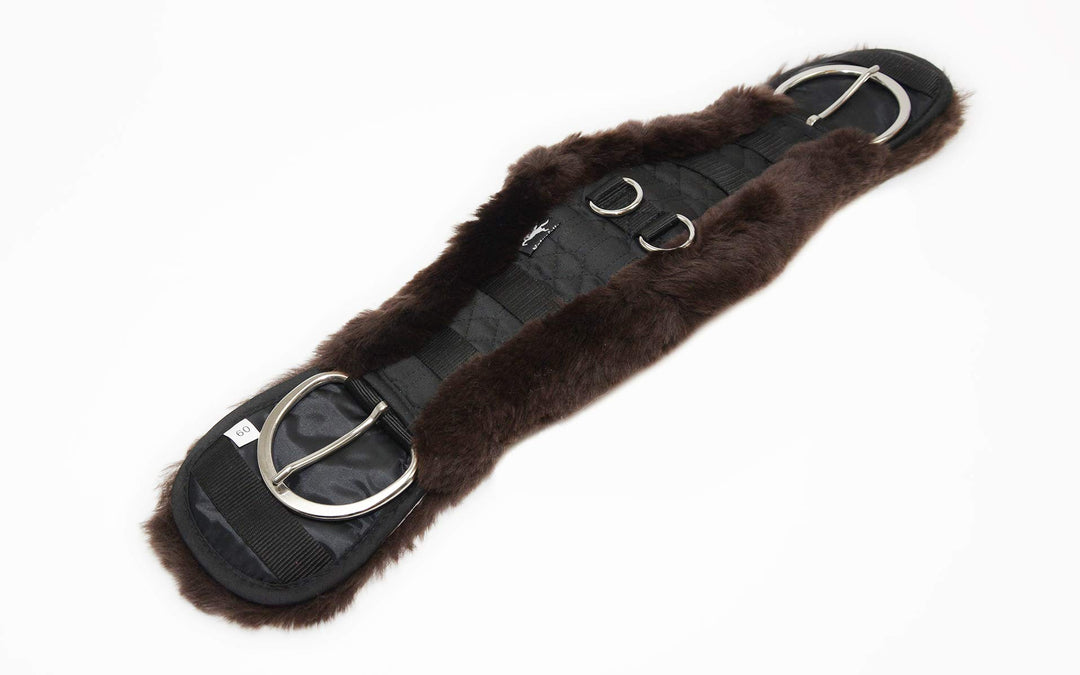 Engel Reitsport Lammfell Sattelgurt Western Kurzgurt Konturgurt WGURT Lammfell mocca, Gurt schwarz L