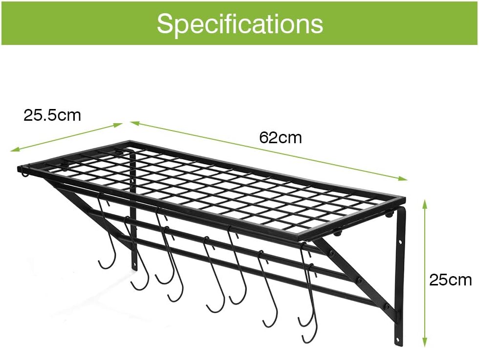Ejoyous Küchenregal Hängend Küchenablage Pfannenhalter Wand Organizer von Kochutensilien Gewürzregal