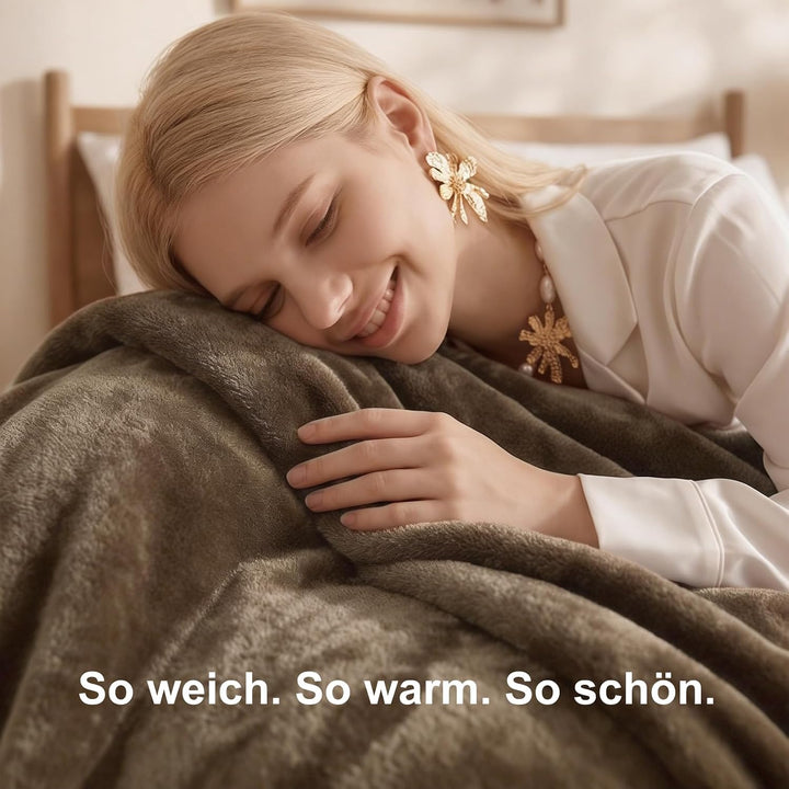 WAVVE Kuscheldecke Flauschig Decke Fleecedecke - Sofadecke Braun 220x240 cm Wohndecke Sommer Couchde