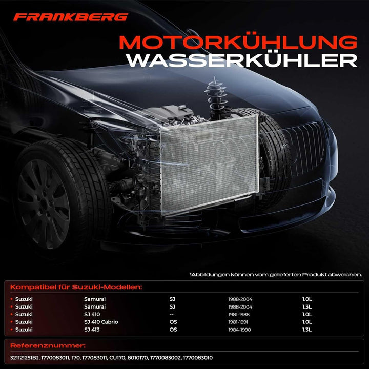 Frankberg Kühler Wasserkühler Motorkühler Schaltgetriebe Kompatibel mit Samurai SJ 1.0L 1.3L 1988-20