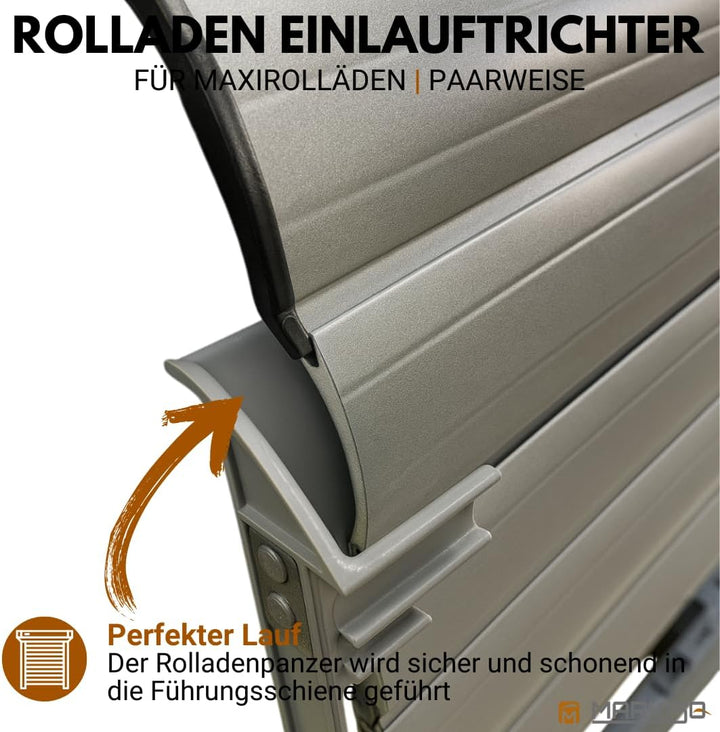 Rolladen Einlauftrichter Universal | Rolladenführung für Führungsschiene | Maxi | 10 Paar (20 Stück)