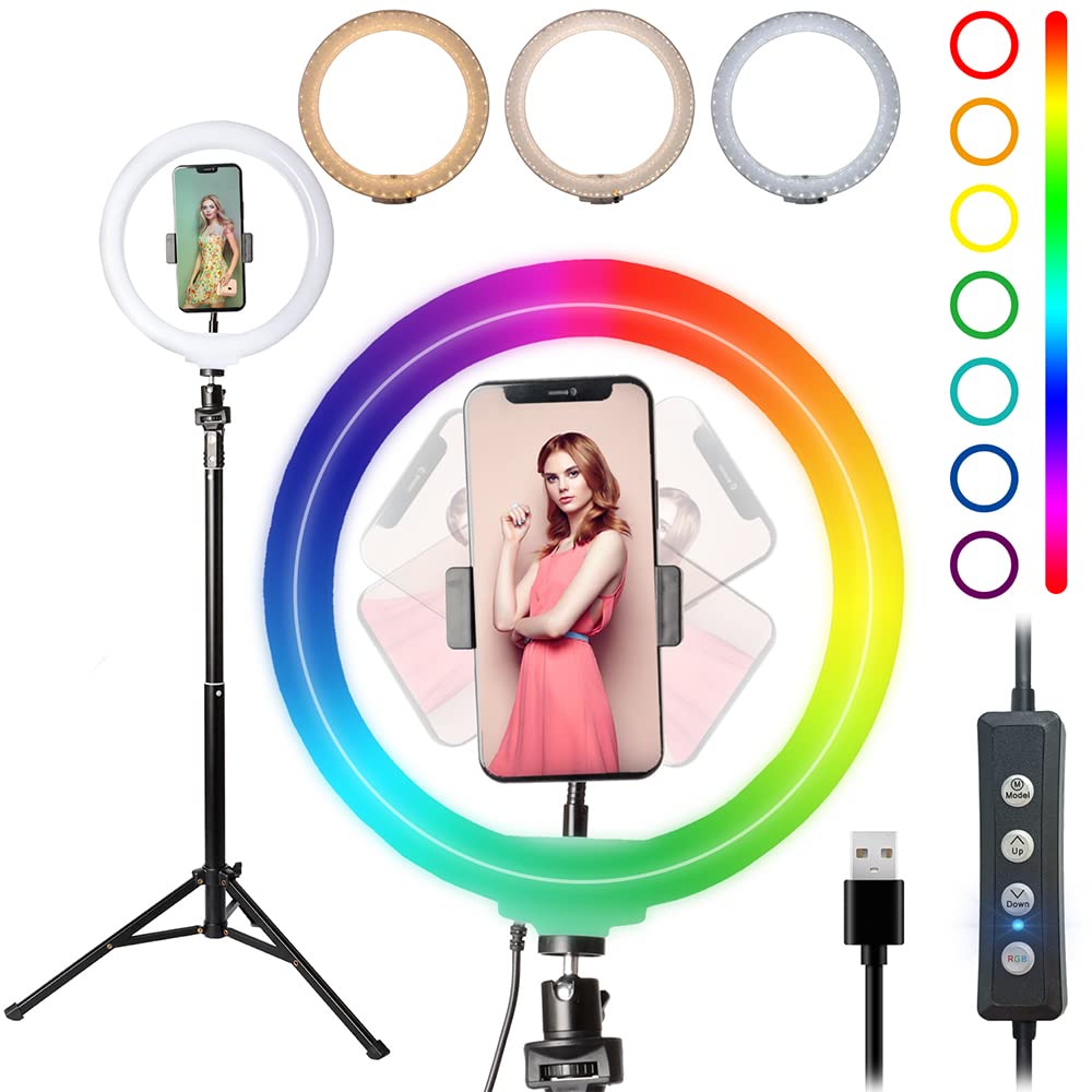 Starbea 25,4 cm Selfie-Ringlicht mit Stativständer und Telefonhalter, fotografische Beleuchtung, LED