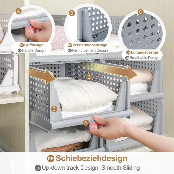 Yorbay Schubladenbox Stapelbare Kleiderschrank Organizer, Regal Aufbewahrungsbox, für Kleidung Küche