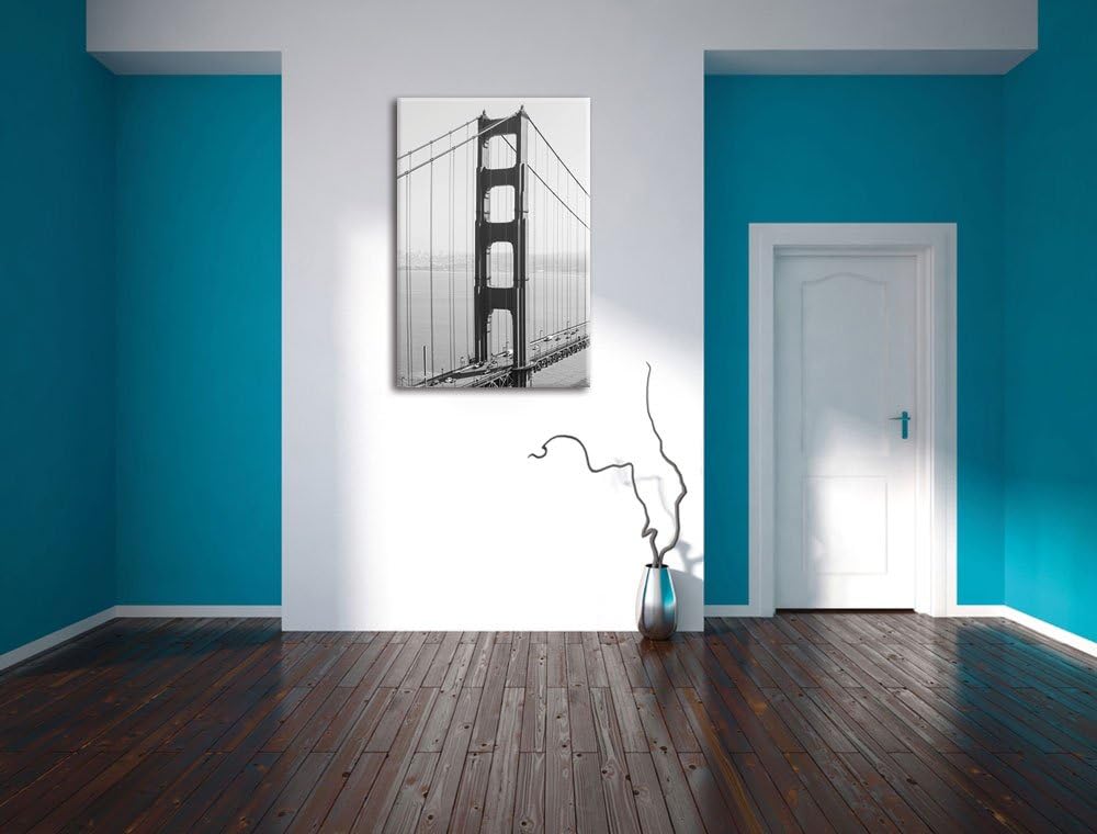 Pixxprint Golden Gate Bridge San Francisco / 100x70cm Leinwandbild bespannt auf Holzrahmen/Wandbild