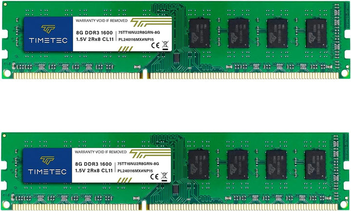 Timetec 16GB KIT (2x8GB) DDR3 1600 MHz (DDR3-1600) PC3-12800 (PC3-12800U) Non-ECC Ungepuffert 1,5V C