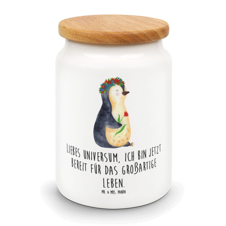 Mr. & Mrs. Panda Kaffeedose Pinguin Blumen - Geschenk, Motivation, Dose, Vorratsbehälter, Universum,