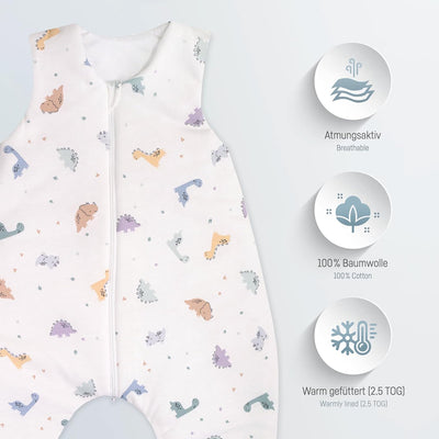 Julius Zöllner Schlafoverall Jumper aus Jersey Baumwolle, Made in Germany, Gr. 92, Little Dinos, 908