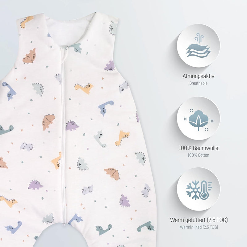 Julius Zöllner Schlafoverall Jumper aus Jersey Baumwolle, Made in Germany, Gr. 92, Little Dinos, 908