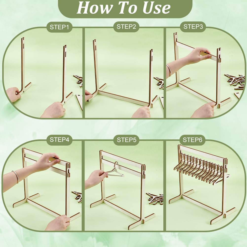 UNICRAFTALE 30cm Hohe Kleiderständer Für Puppen Mit 15 Kleiderbügeln Aus Holz Kleiderständer Für Kle