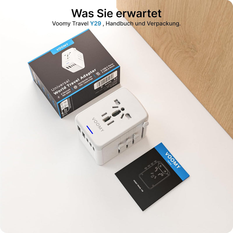 VOOMY Adapter für 170+ Landen, Reiseadapter Usa mit 2 USB A, Reisestecker mit 3 USB C, Reiseadapter