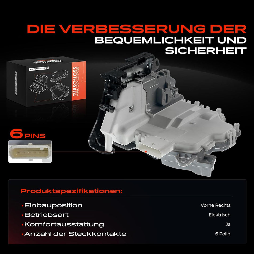 Frankberg 1x Türschloss Stellmotor Vorne Rechts Kompatibel mit A1 8X1 8XK 2010-2018 A4 8K2 8K5 8KH B