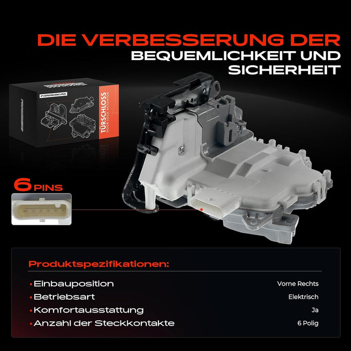 Frankberg 1x Türschloss Stellmotor Vorne Rechts Kompatibel mit A1 8X1 8XK 2010-2018 A4 8K2 8K5 8KH B